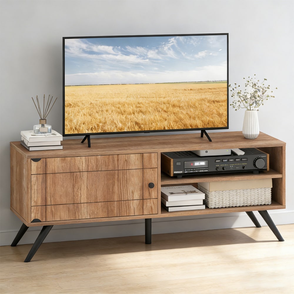 Mid Century Modern Tv Stand With Storage And Cable Management_voghion.com